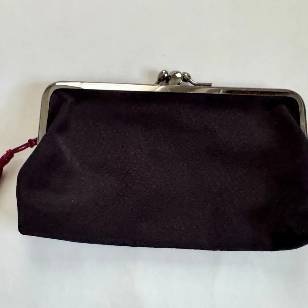 Black Cherry Blossom Evening Clutch, Japan Black with Silver Clasps, Two pockets